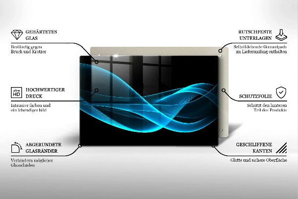 Placă sticla protectie aragaz Abstracția albastră