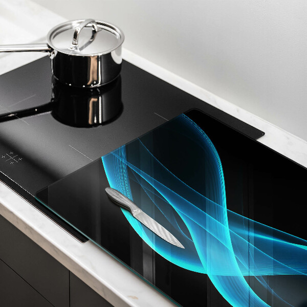 Placă sticla protectie aragaz Abstracția albastră