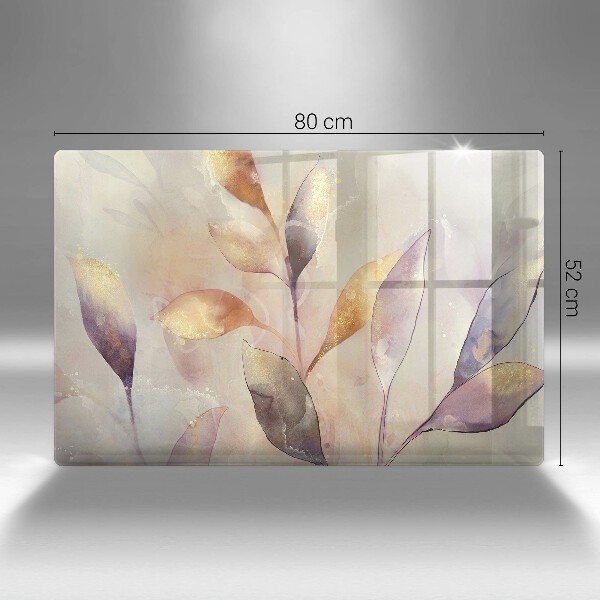 Placă sticla protectie aragaz Frunze boho pictate