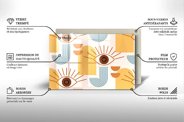 Placă sticla protectie aragaz Model de ochi boho