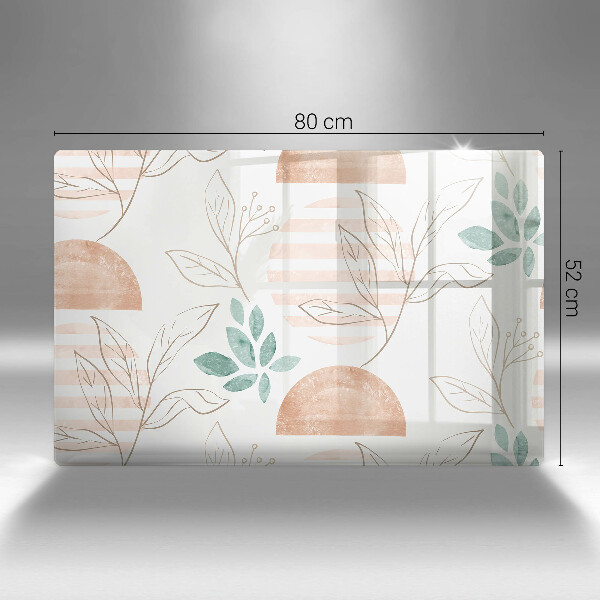 Placă sticla protectie aragaz Model de frunze Boho