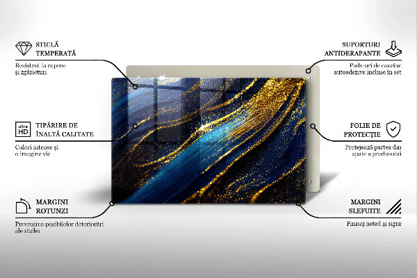Placă din sticla protectie plita Abstracție bleumarin