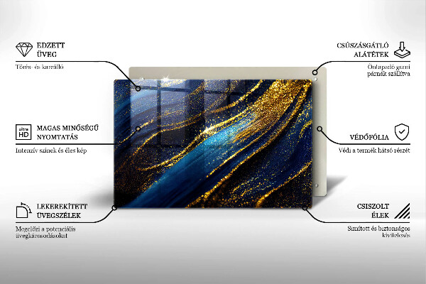 Placă din sticla protectie plita Abstracție bleumarin