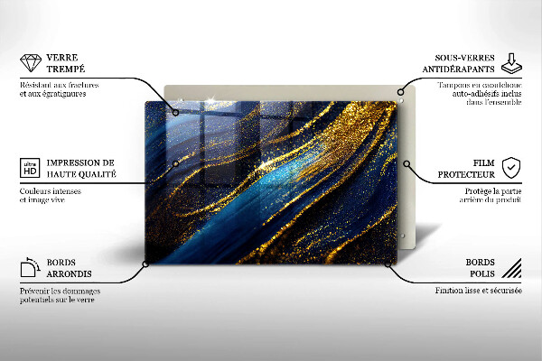 Placă din sticla protectie plita Abstracție bleumarin
