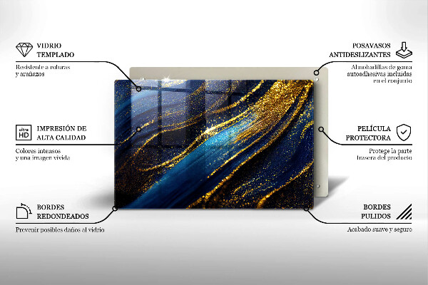 Placă din sticla protectie plita Abstracție bleumarin