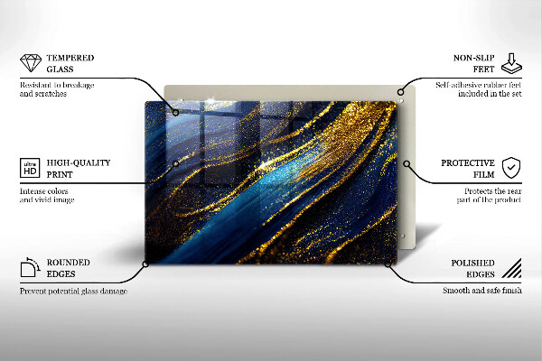 Placă din sticla protectie plita Abstracție bleumarin