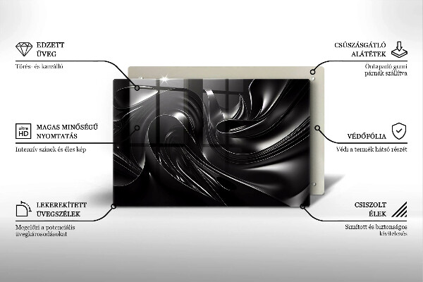 Placă din sticla protectie plita Masă neagră abstractă