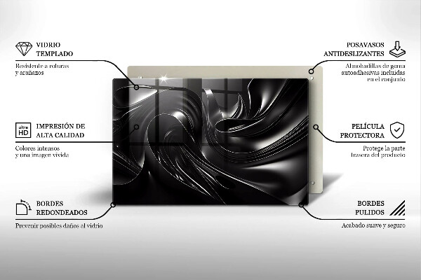 Placă din sticla protectie plita Masă neagră abstractă