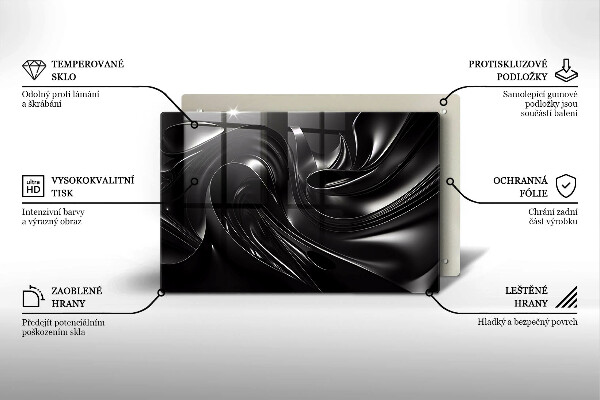 Placă din sticla protectie plita Masă neagră abstractă