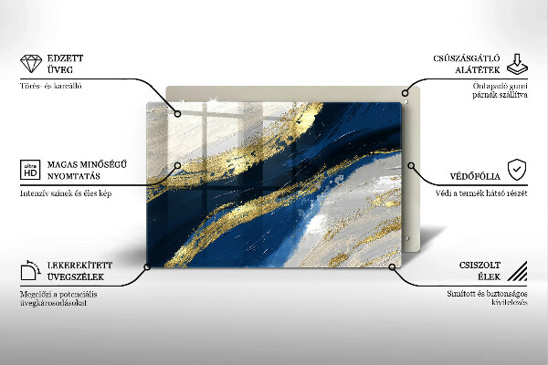 Placă din sticla protectie plita Textura cu aur