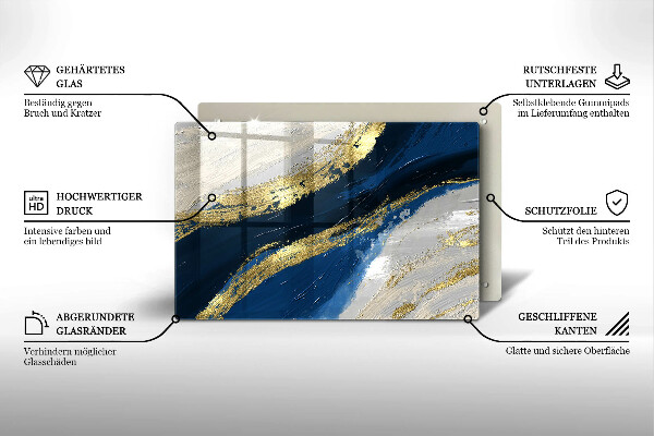 Placă din sticla protectie plita Textura cu aur