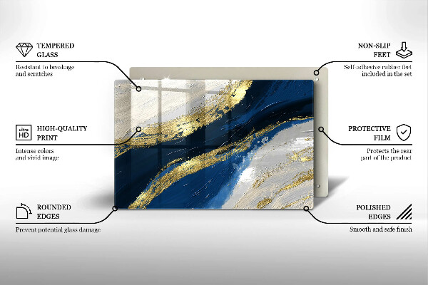 Placă din sticla protectie plita Textura cu aur