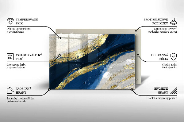 Placă din sticla protectie plita Textura cu aur