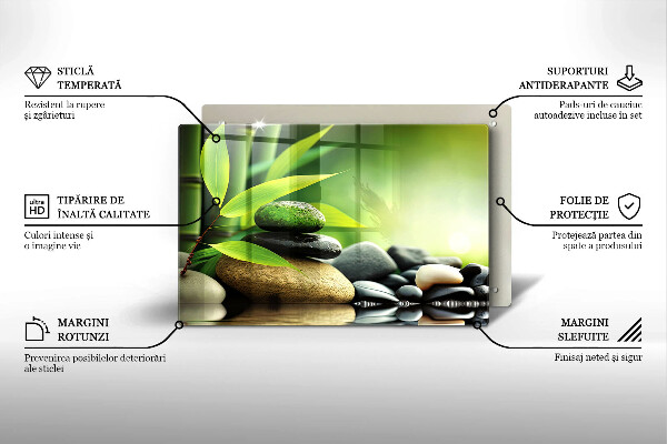 Placă sticla protectie aragaz Pietre de bambus Zen