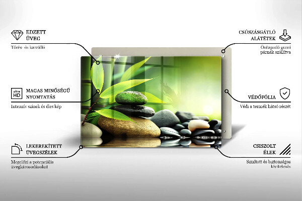 Placă sticla protectie aragaz Pietre de bambus Zen