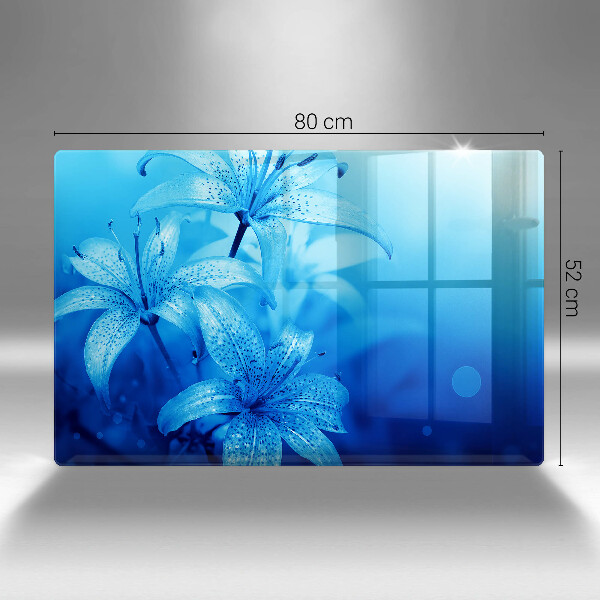 Placă sticla protectie aragaz Flori albastre