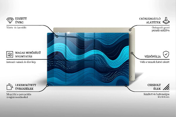 Placă sticla protectie aragaz Valuri abstracte