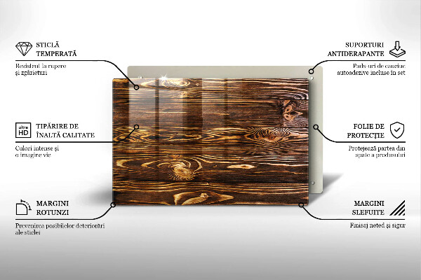 Placă sticla protectie aragaz Textura lemnului