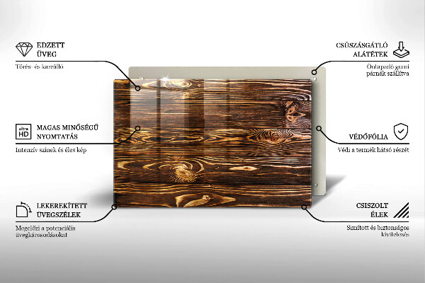 Placă sticla protectie aragaz Textura lemnului