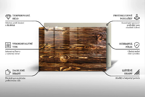 Placă sticla protectie aragaz Textura lemnului