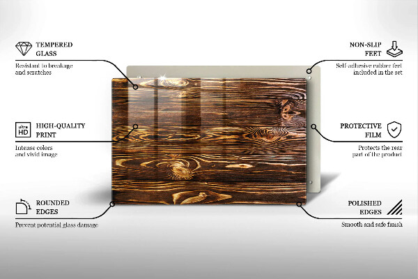 Placă sticla protectie aragaz Textura lemnului