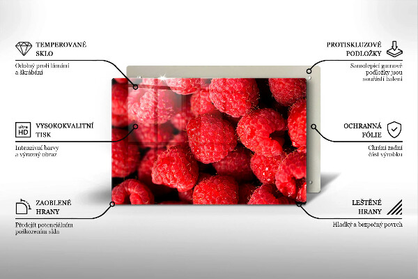 Placă sticla protectie aragaz Fructe de zmeură