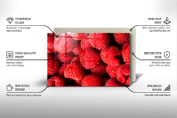 Placă sticla protectie aragaz Fructe de zmeură