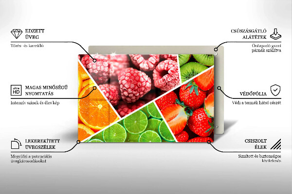Placă sticla protectie aragaz Fructe colorate