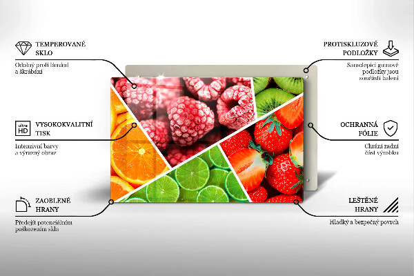 Placă sticla protectie aragaz Fructe colorate