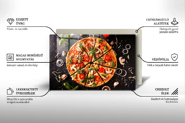 Placă sticla protectie aragaz Pizza cu ciuperci