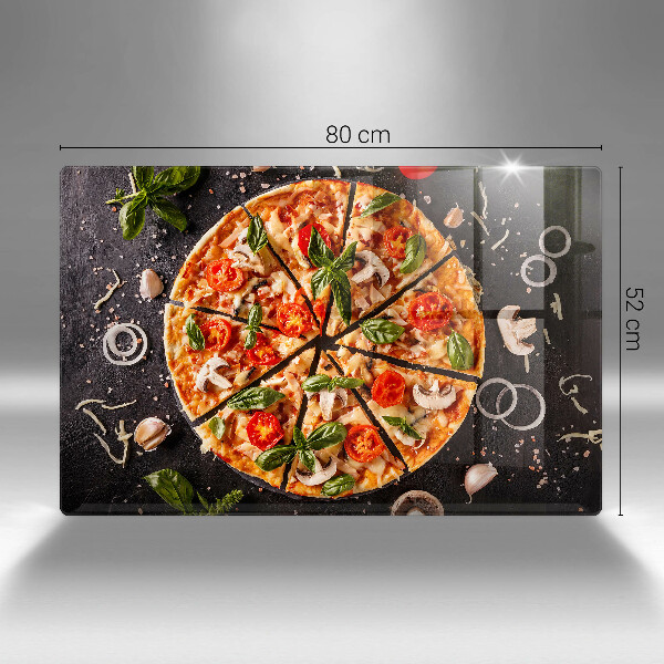 Placă sticla protectie aragaz Pizza cu ciuperci