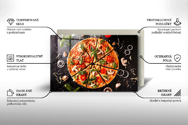 Placă sticla protectie aragaz Pizza cu ciuperci