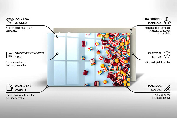 Placă sticla protectie aragaz Bomboane colorate