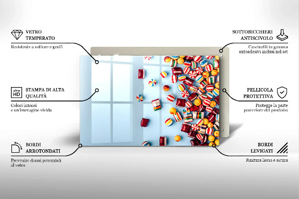 Placă sticla protectie aragaz Bomboane colorate