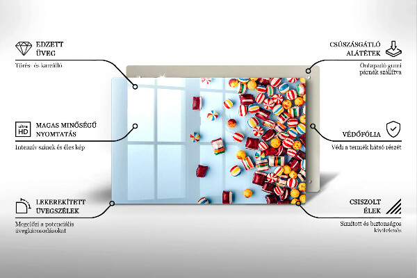 Placă sticla protectie aragaz Bomboane colorate
