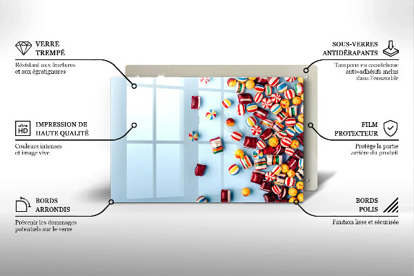 Placă sticla protectie aragaz Bomboane colorate