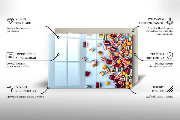 Placă sticla protectie aragaz Bomboane colorate