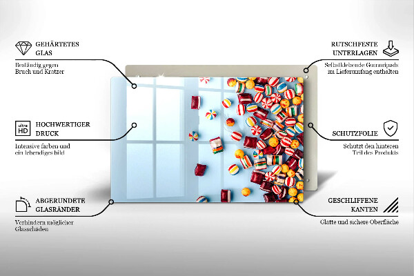 Placă sticla protectie aragaz Bomboane colorate