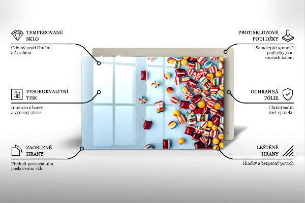 Placă sticla protectie aragaz Bomboane colorate