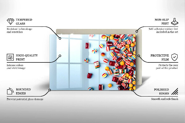 Placă sticla protectie aragaz Bomboane colorate