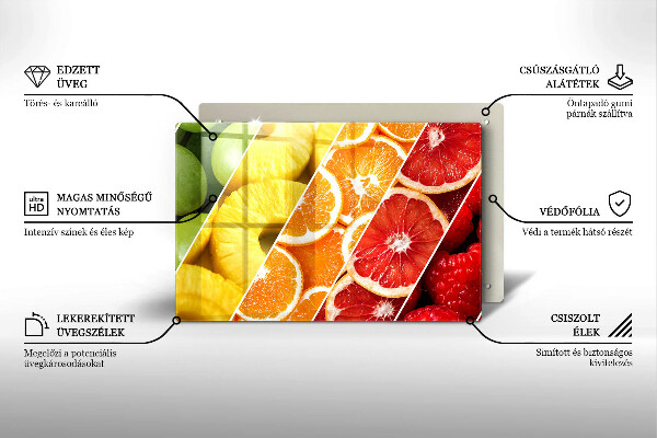 Placă sticla protectie aragaz Fructe colorate