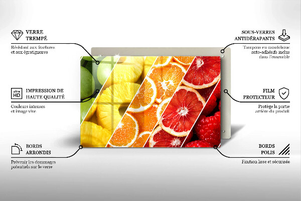 Placă sticla protectie aragaz Fructe colorate