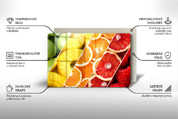 Placă sticla protectie aragaz Fructe colorate