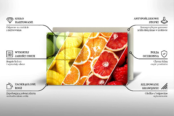 Placă sticla protectie aragaz Fructe colorate