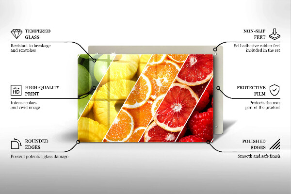 Placă sticla protectie aragaz Fructe colorate