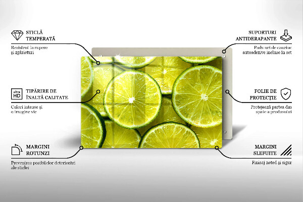 Placă sticla protectie aragaz Felii de lime