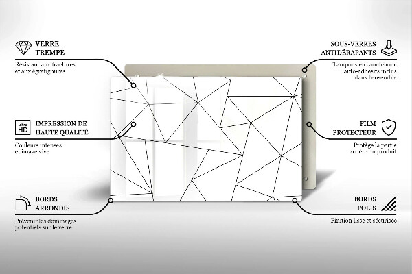 Placă sticla protectie aragaz Triunghiuri albe