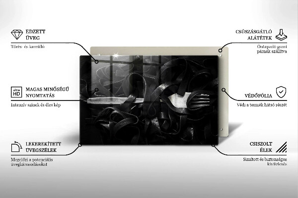 Placă sticla protectie aragaz Paste Tagliatelle negre