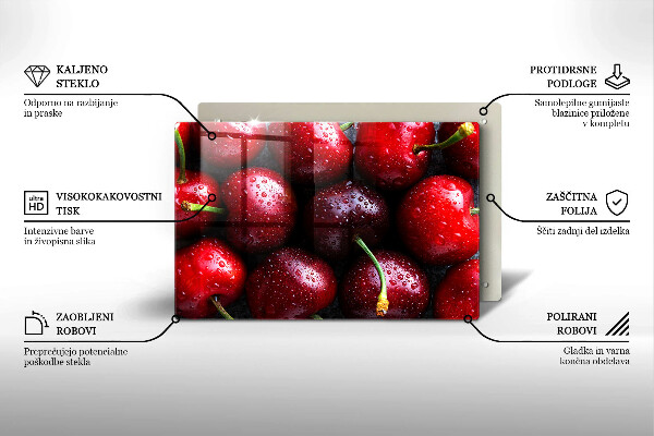 Placă sticla protectie aragaz Prim-plan cu cireșe