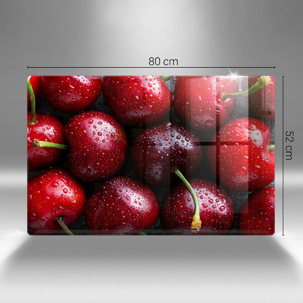 Placă sticla protectie aragaz Prim-plan cu cireșe